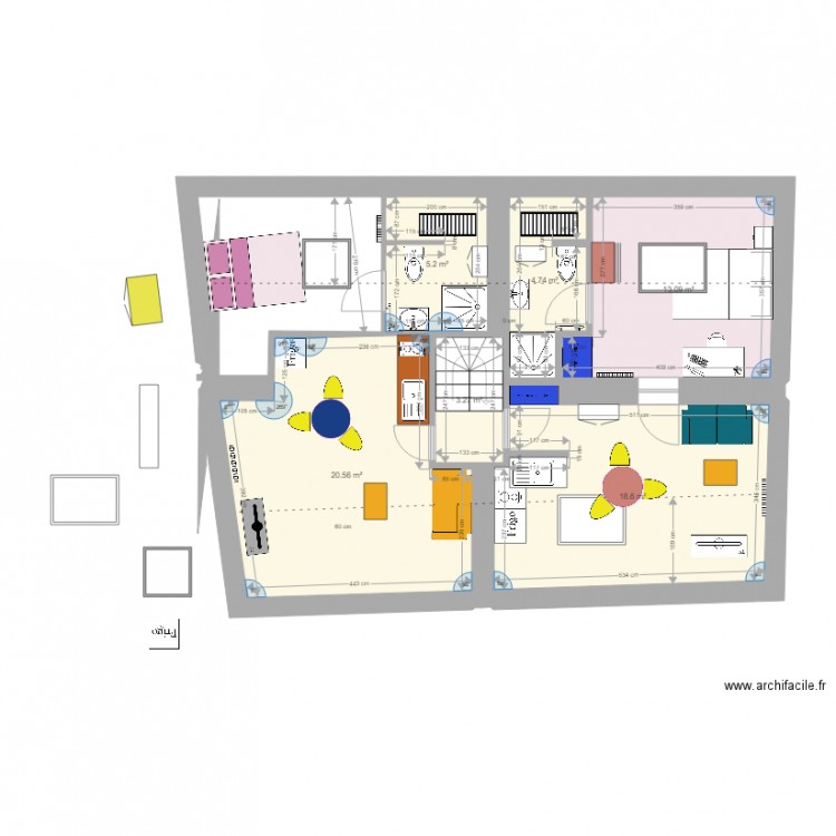 St nicolas etage 2v6 essai studio. Plan de 0 pièce et 0 m2