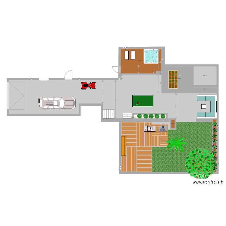 jardin. Plan de 8 pièces et 237 m2