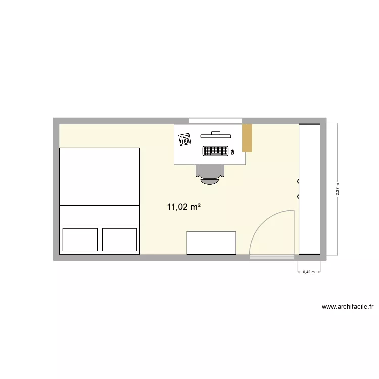 chambre 1. Plan de 1  et 11 m²