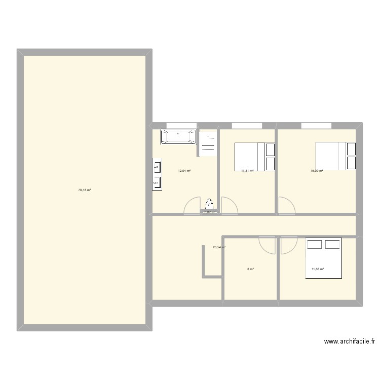 maison miroire. Plan de 8 pièces et 160 m2