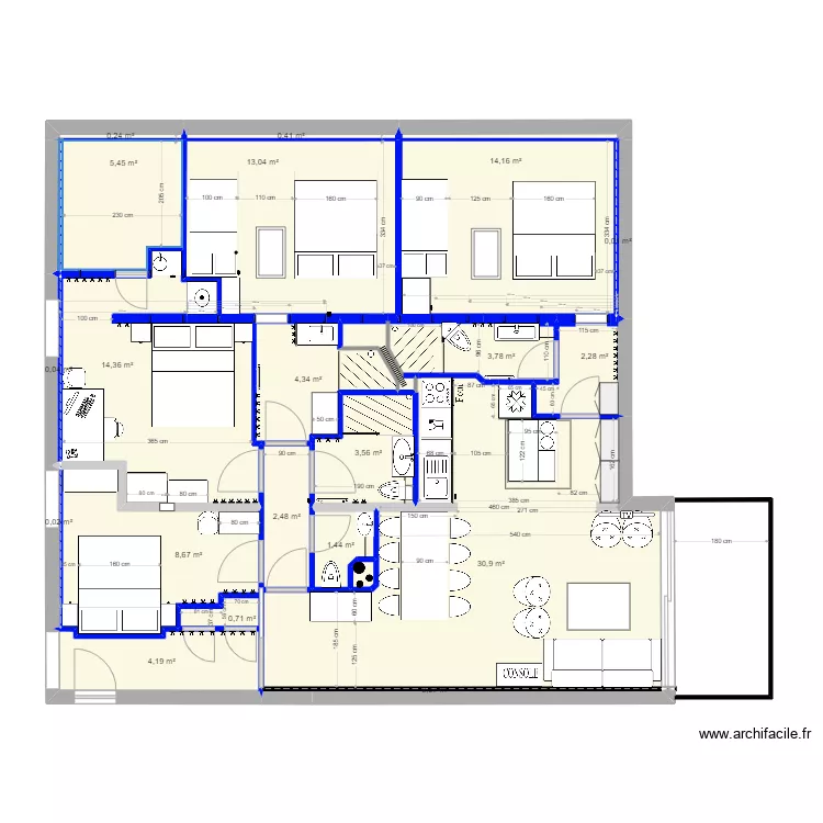 Plan projet meubl&eacute; du 03 mai 2025. Plan de 