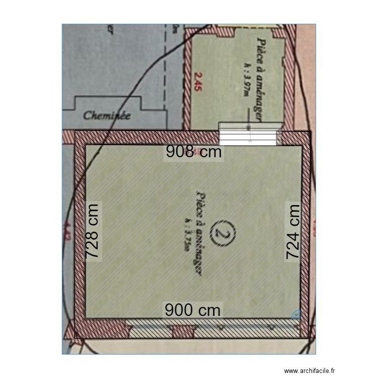 test rdc. Plan de 1 pièce et 66 m2