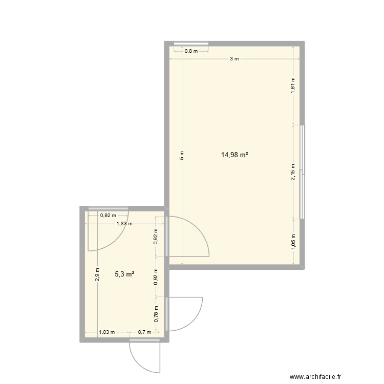 Bagnolet. Plan de 2 pièces et 20 m2