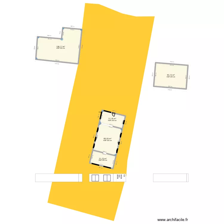 Ma maison coprs-nuds extension. Plan de 5  et 340 m²
