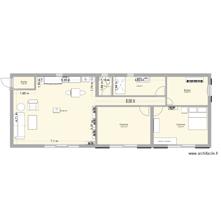 TEST 2. Plan de 7 pièces et 95 m2