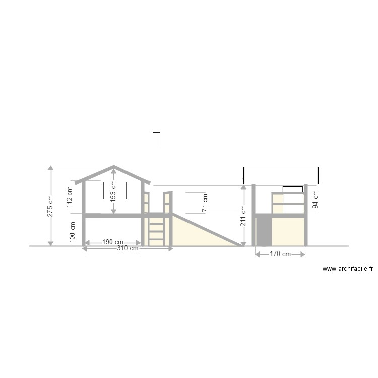 Cabane de jardin enfants 3 cote. Plan de 0 pièce et 0 m2