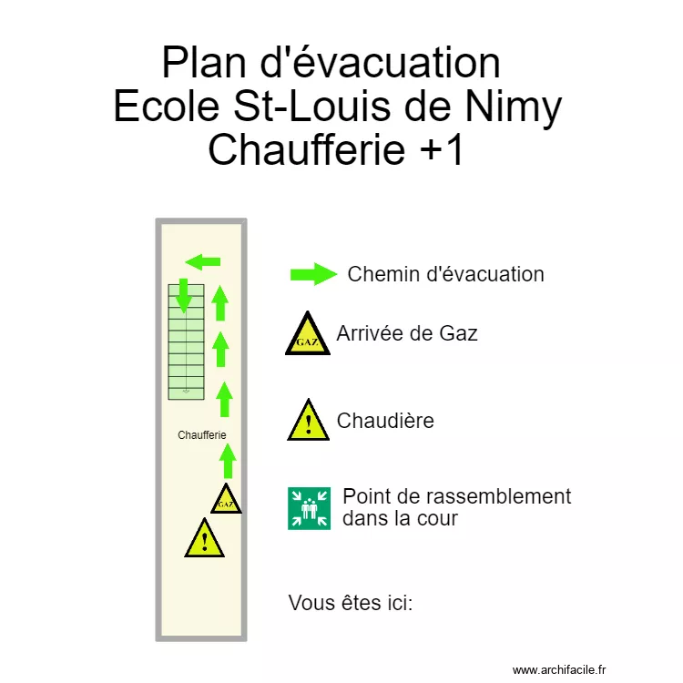 Nimy &eacute;tage chaufferie. Plan de 