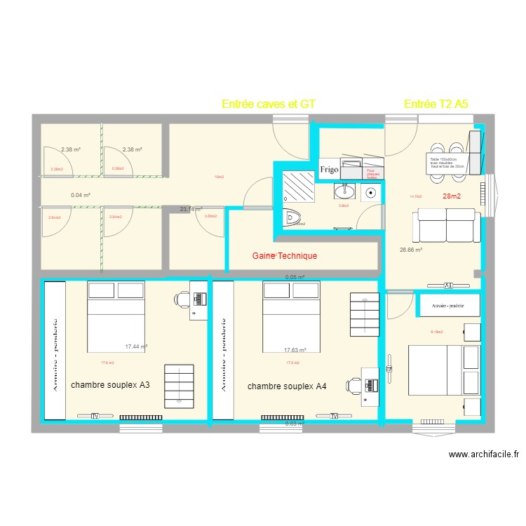 Projet Sous sol meublé. Plan de 0 pièce et 0 m2