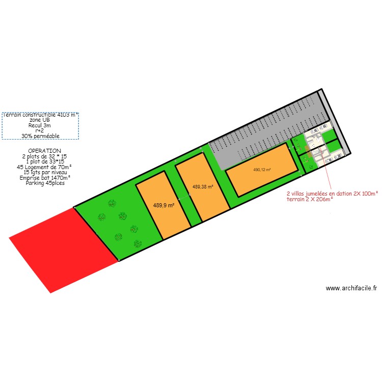 BAGATELLE. Plan de 19 pièces et 743 m2