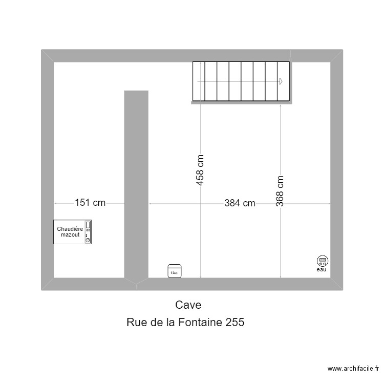 Fontaine 255 cave. Plan de 1 pièce et 25 m2