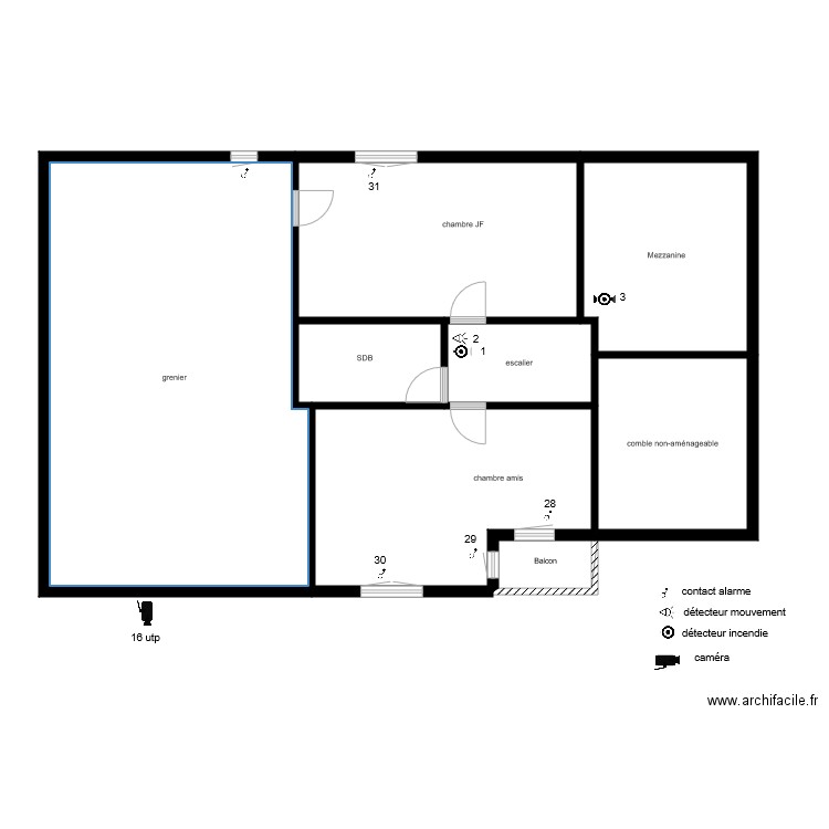 1er étage alarme. Plan de 0 pièce et 0 m2