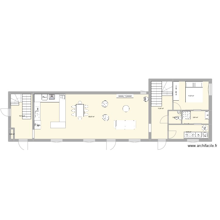 caisnes . Plan de 8 pièces et 101 m2