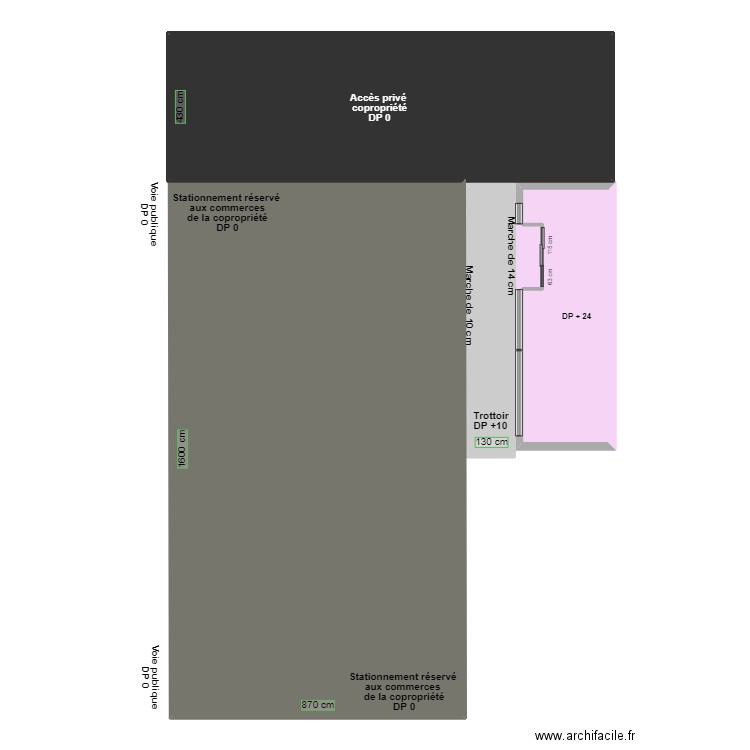 CHEMINEMENT EXT COCCIMARKET AVANT TRAVAUX. Plan de 5 pièces et 226 m2