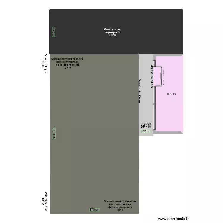 CHEMINEMENT EXT COCCIMARKET AVANT TRAVAUX. Plan de 
