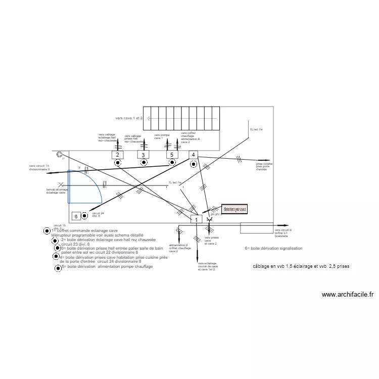 palier cave. Plan de 