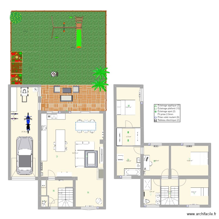 Lambersart Rdc. Plan de 13 pièces et 162 m2