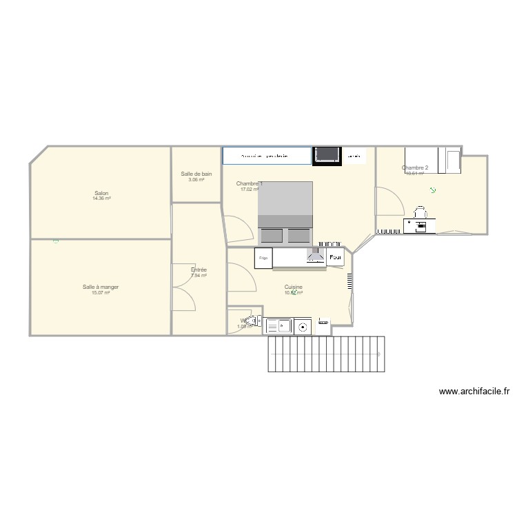 30 Place des Vosges - Plan 8 pièces 80 m2 dessiné par KykyLaSaucisse