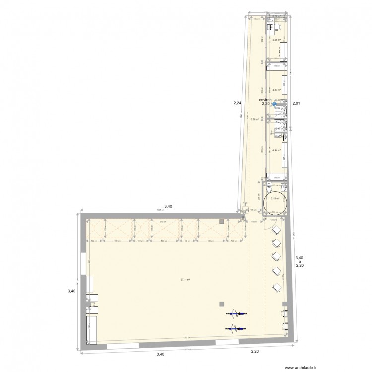 Cage. Plan de 0 pièce et 0 m2