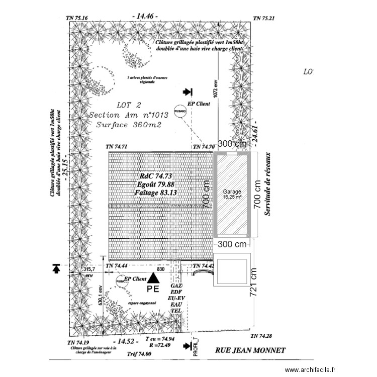 Plan de masse bis. Plan de 1 pièce et 16 m2