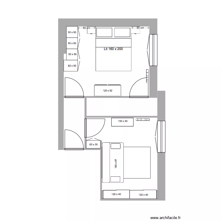 chambres 1 et 2 v1. Plan de 