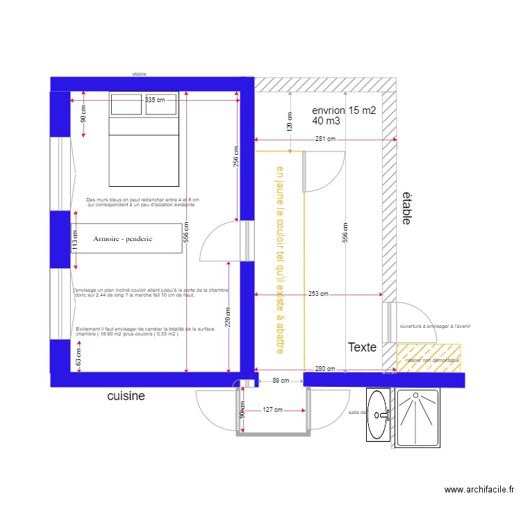 chambre juju et arriere cuisine. Plan de 0 pièce et 0 m2