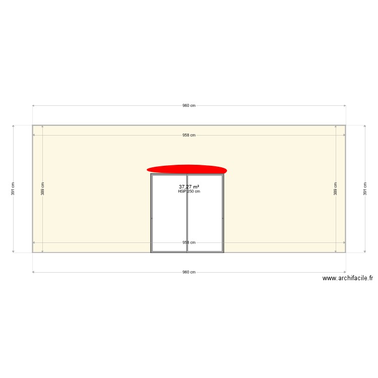 Façade projet. Plan de 1 pièce et 37 m2