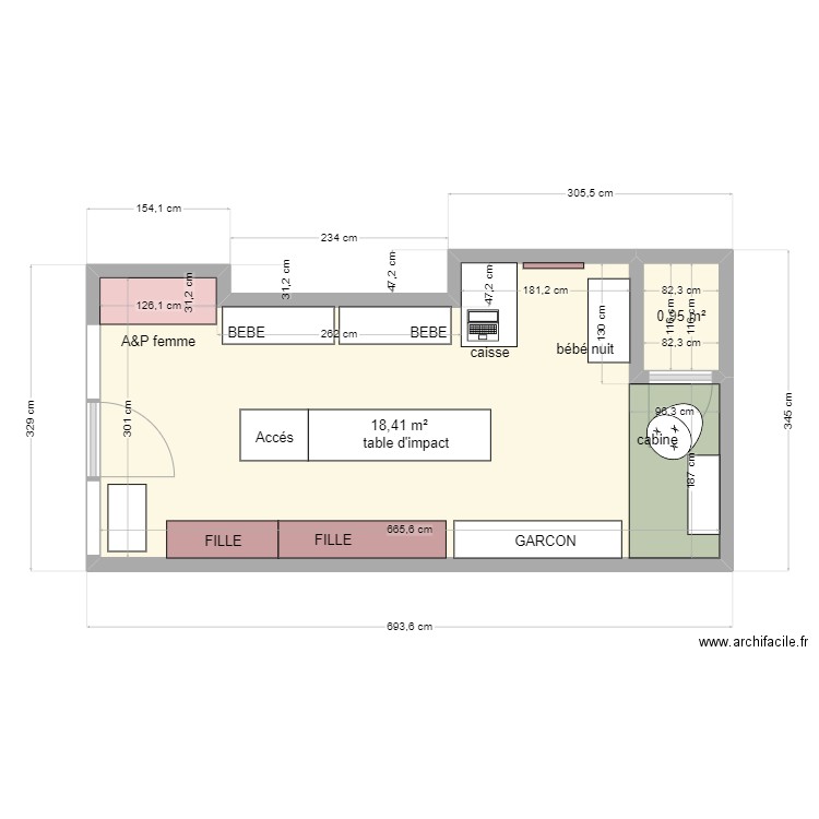 A&P Bayonne Refit. Plan de 2 pièces et 19 m2