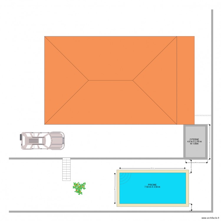 piscine et cinterne. Plan de 0 pièce et 0 m2