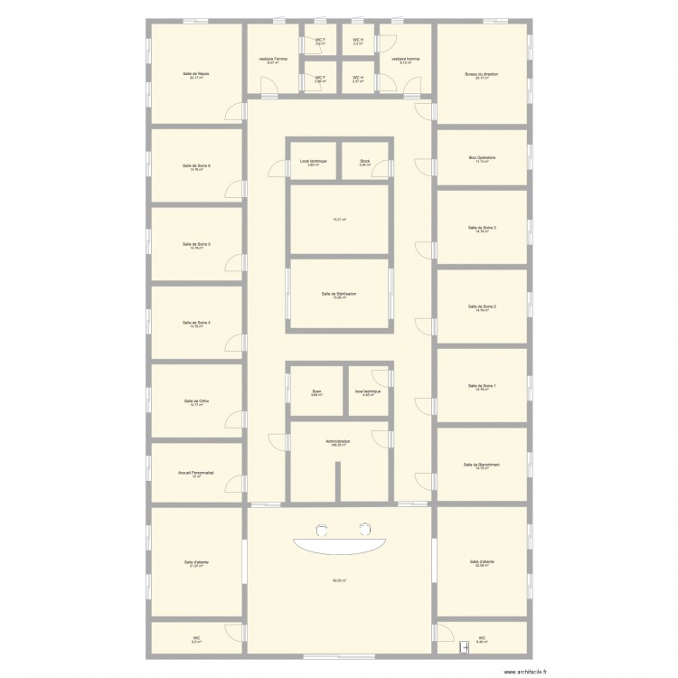 clinique. Plan de 0 pièce et 0 m2