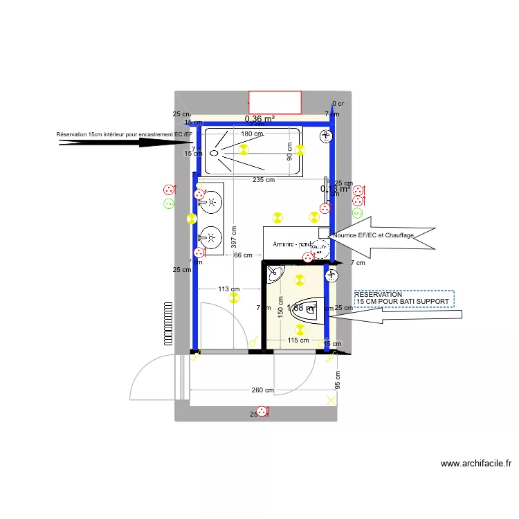 SALLE DE BAINS. Plan de 0 pièce et 0 m2