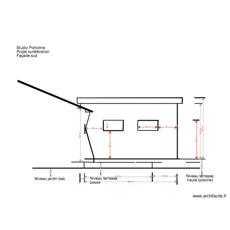 Studio Picholine Projet sur&eacute;l&eacute;vation Fa&ccedil;ade Sud 02 18 3. Plan de 0 pièce et 0 m2