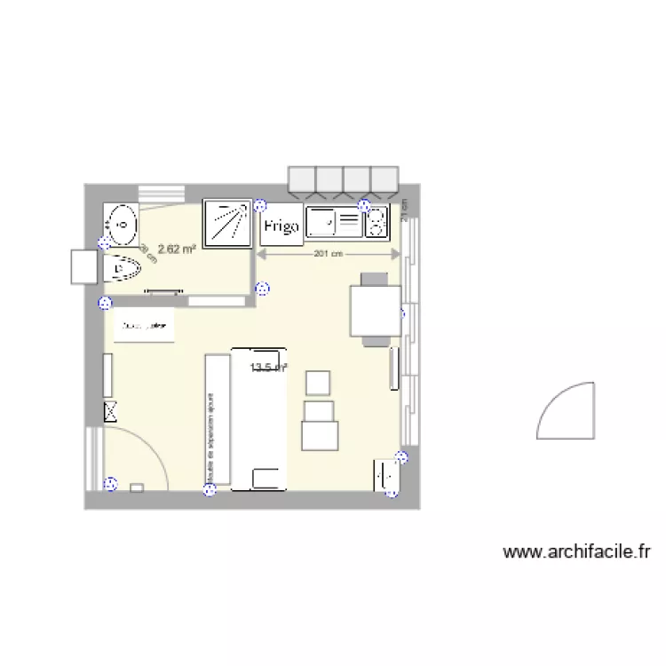  Studio sous comble 2&egrave;me &eacute;tage. Plan de 