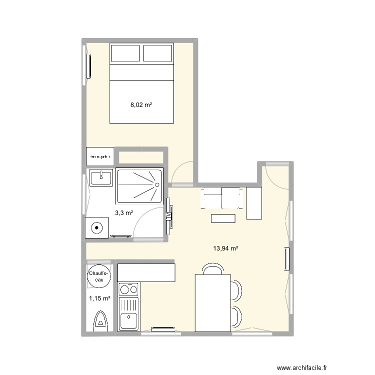 Plan appart. Plan de 4 pièces et 26 m2