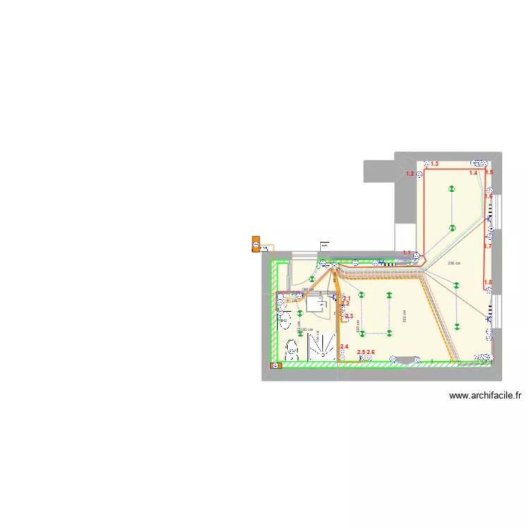 COURBET Electricit&eacute; Rez de Chauss&eacute;e. Plan de 