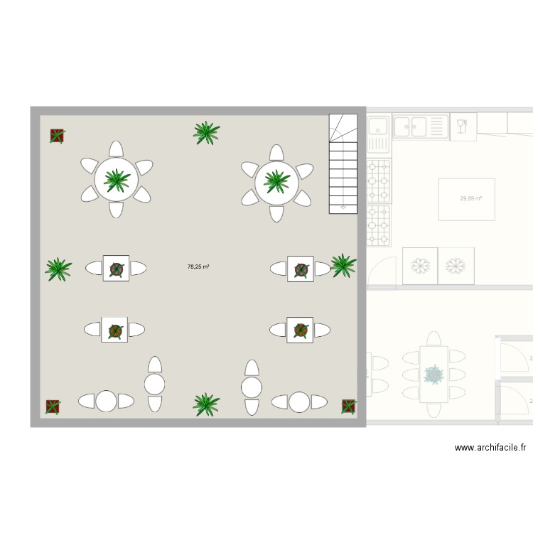 restaurant Léon. Plan de 5 pièces et 211 m2