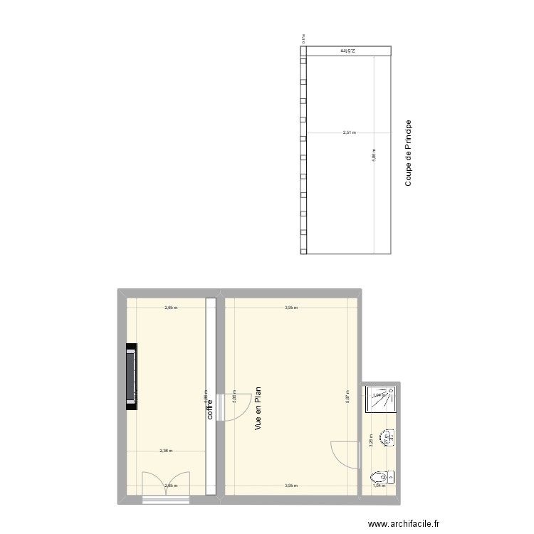 logt mairie Frontenay. Plan de 3 pièces et 42 m2