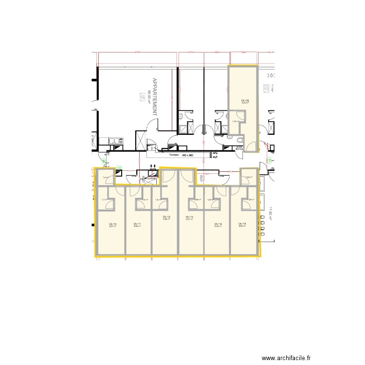 Bossuet  104 110 a 115 plomberie projet. Plan de 0 pièce et 0 m2