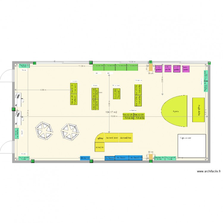 ABCD. Plan de 1 pièce et 134 m2