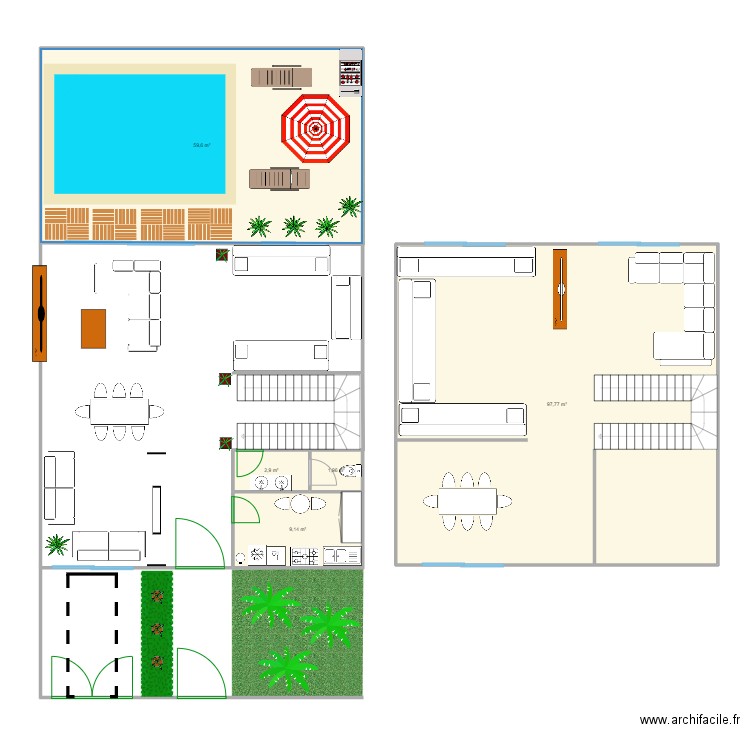 Maison 1. Plan de 5 pièces et 171 m2