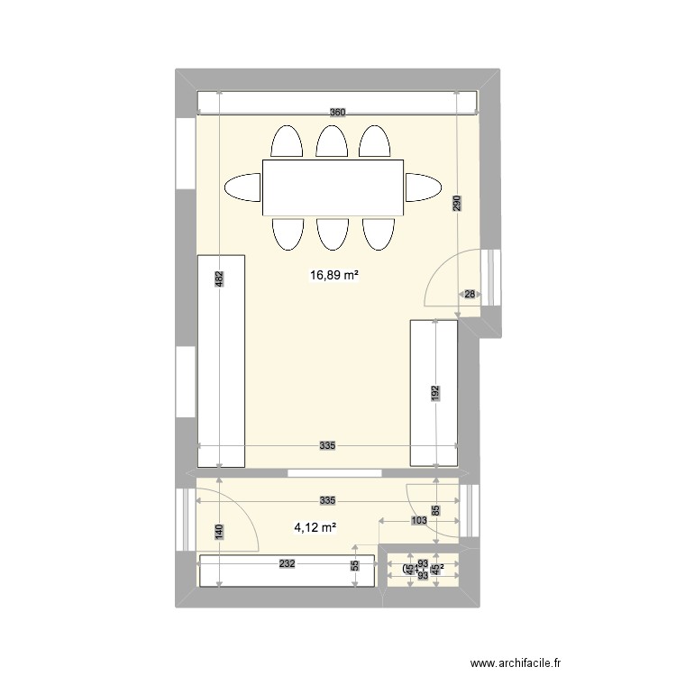 virgi. Plan de 3 pièces et 21 m2