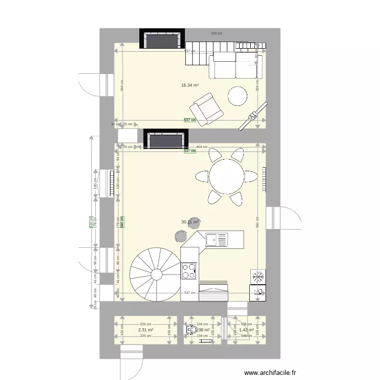 rdc gite taverne. Plan de 