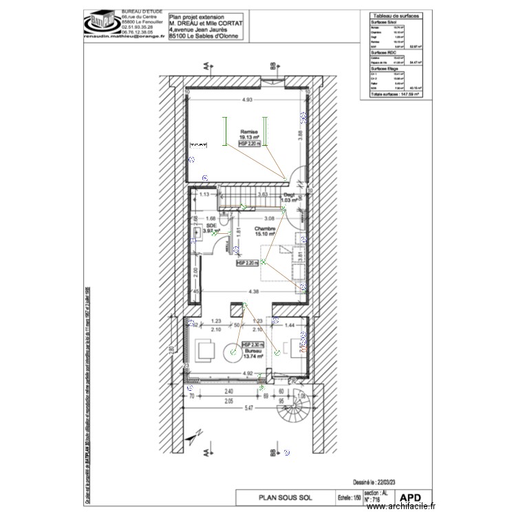 PLAN ELEC CORTAT DREAU SOUS SOL. Plan de 0 pièce et 0 m2