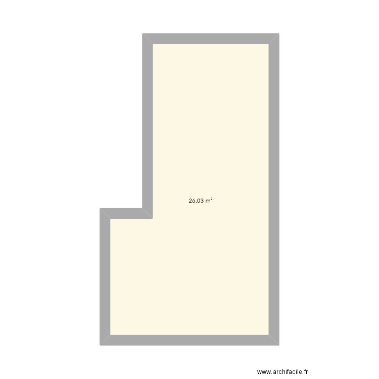 Cuisine crevec. Plan de 1 pièce et 26 m2