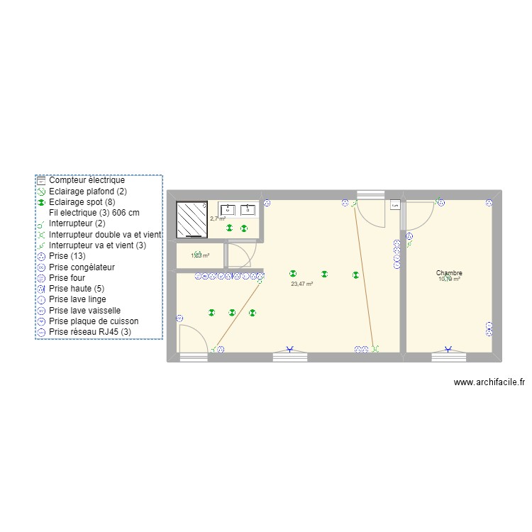 Boutigny Grand. Plan de 4 pièces et 38 m2