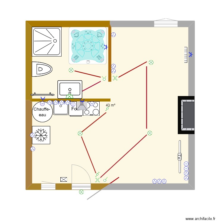 MEL. Plan de 1 pièce et 43 m2