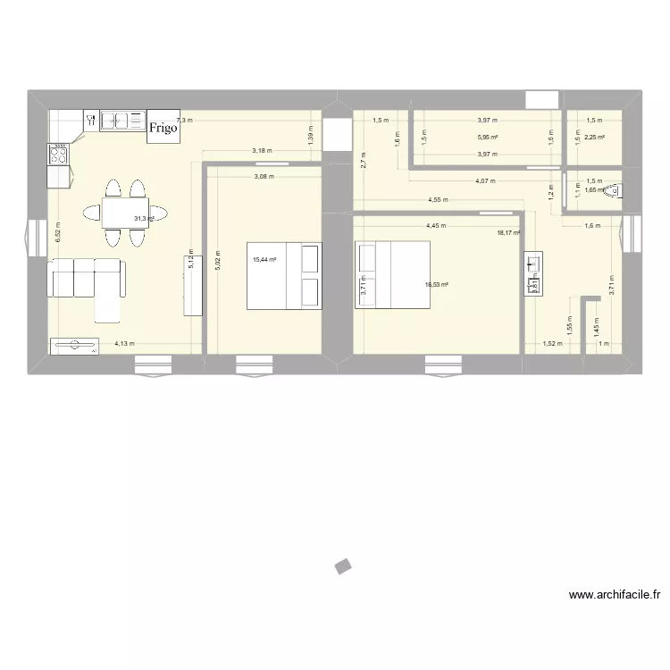 GR &Eacute;TAGE GAUCHE. Plan de 7  et 91 m²