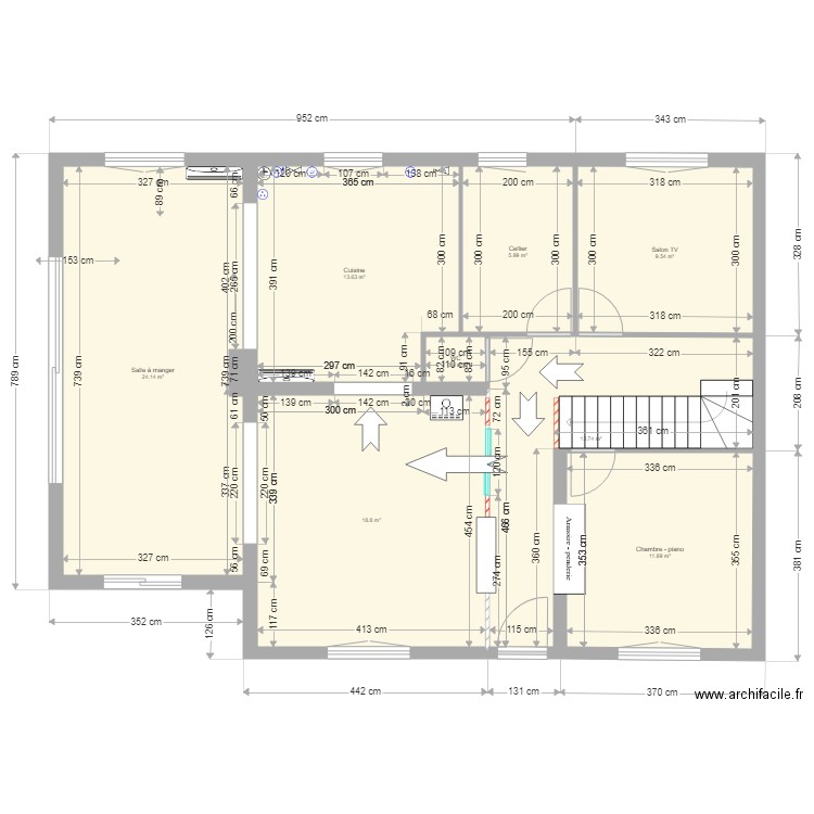 cloisons RDC option1. Plan de 0 pièce et 0 m2