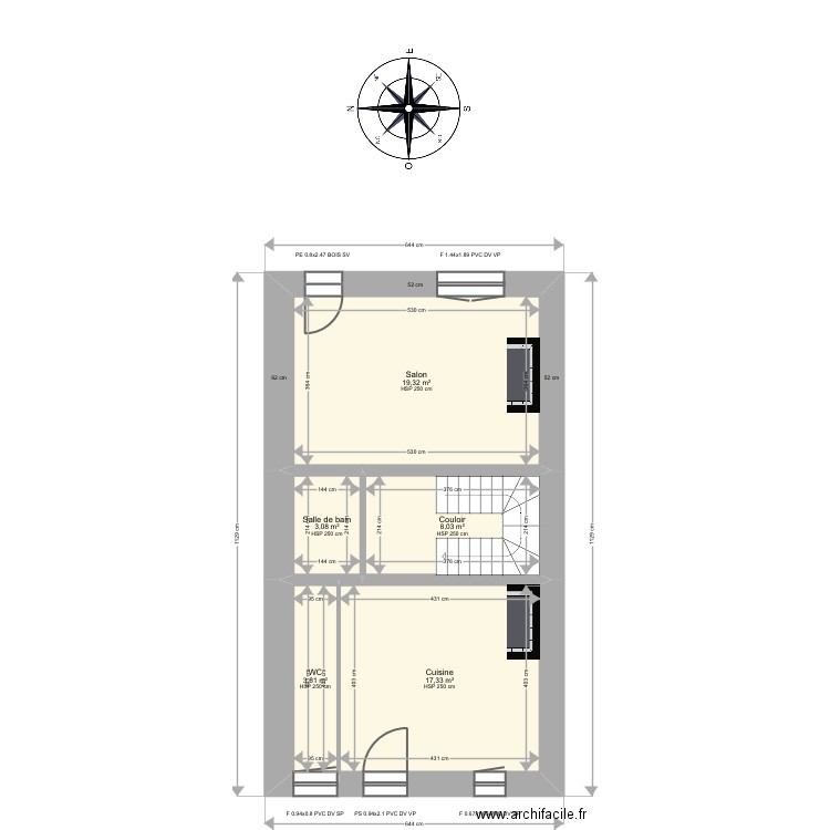 Papougnot. Plan de 12 pièces et 158 m2