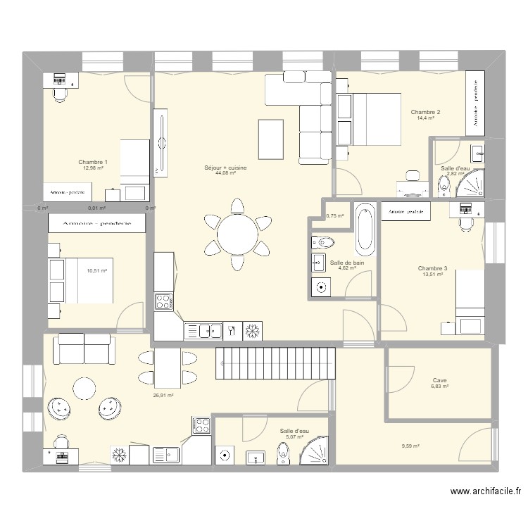 Bullet 2. Plan de 15 pièces et 152 m2