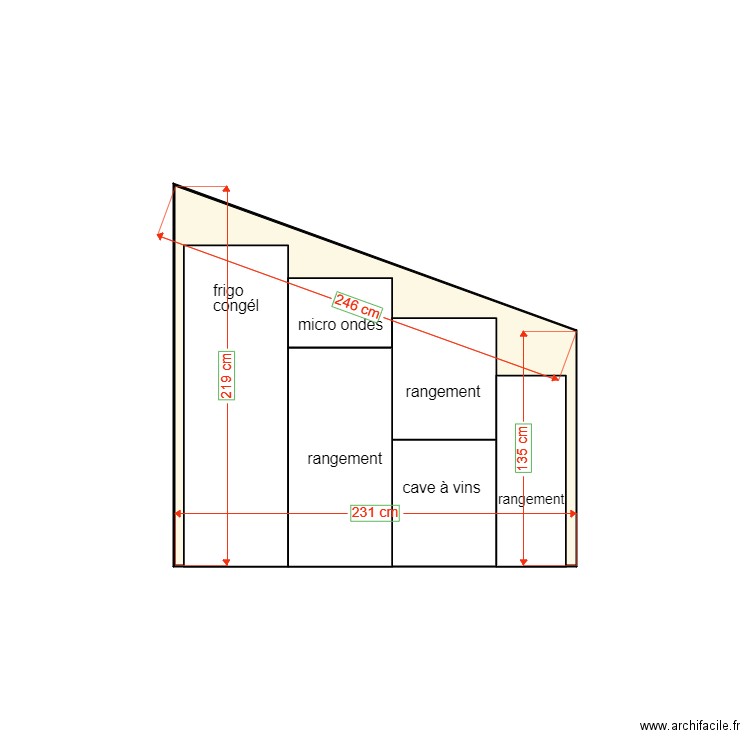 Mur cellier cuisine. Plan de 0 pièce et 0 m2